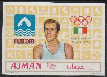 Ajman Mi.Nr. 450B Olympia 68, Schwimmen, Sieger Dibiasi, Italien (10 R)