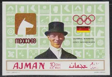 Ajman Mi.Nr. 451B Olympia 68, Reiten, Sieger J. Neckermann, Deutschland (10 Dh)