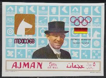 Ajman Mi.Nr. 452B Olympia 68, Reiten, Sieger R. Klimke, Deutschcland (5 R)