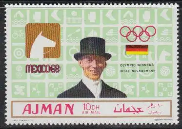 Ajman Mi.Nr. 451A Olympia 68, Reiten, Sieger J. Neckermann, Deutschland (10 Dh)