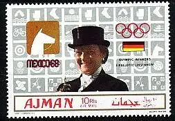 Ajman Mi.Nr.453A Olympia 68, Reiten, Sieger L. Linsenhoff, Deutschland (10 R)