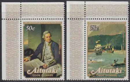 Aitutaki Mi.Nr. 308-09A 200.Todestag Kapitän James Cook (2 Werte)