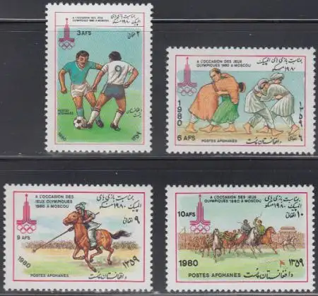 Afghanistan Mi.Nr. 1236-39 Olymp. Sommerspiele Moskau (4 Werte)