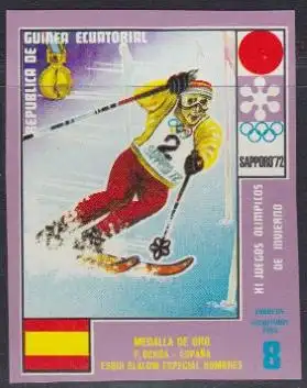 Äquatorialguinea Mi.Nr. A70 Olympia Sapporo, Medaillengew. Ski Slalom (8)