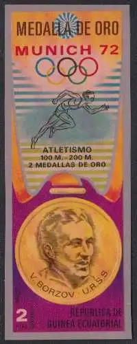 Äquatorialguinea Mi.Nr. A 164 Olympia 1972, Goldmedaille Sprint Borzov (2)