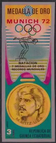 Äquatorialguinea Mi.Nr. A 165 Olympia 1972, Goldmedaille Schwimmen Spitz (3)