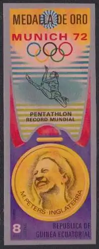 Äquatorialguinea Mi.Nr. A 167 Olympia 1972, Goldmedaille Fünfkampf Peters (8)