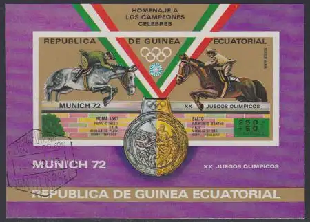 Äquatorialguinea Mi.Nr. Block 20 Olympia 1972 Münch. Medaillengew.Reiten D'Inzeo