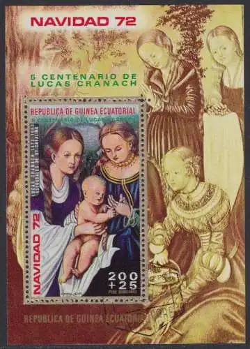 Äquatorialguinea Mi.Nr. Block 42 Weihnachten 1972, Madonnengemälde L. Cranach 