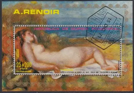 Äquatorialguinea Mi.Nr. Block 55 Aktgemälde von Auguste Renoir 