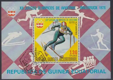 Äquatorialguinea Mi.Nr. Block 205 Olympia 1976 Innsbruck, Ski Slalom 