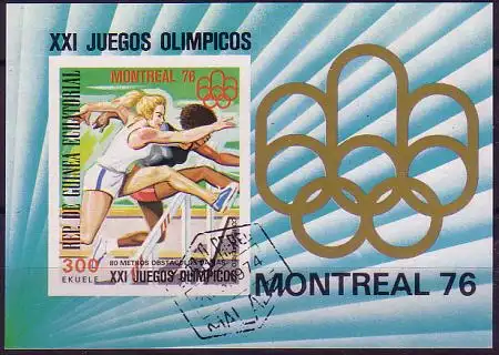 Äquatorialguinea Mi.Nr. Block 224 Olympische Spiele Montreal, Hürdenlauf