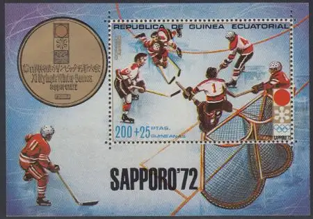 Äquatorialguinea Mi.Nr. Block 3 Olympia 1972 Sapporo, Eishockey 