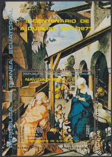 Äquatorialguinea Mi.Nr. Block 5 Weihnachten 1971, Madonnengemälde von A. Dürer 