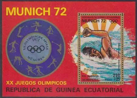 Äquatorialguinea Mi.Nr. Block 17 Olympia 1972 München, Schwimmen Freistil 