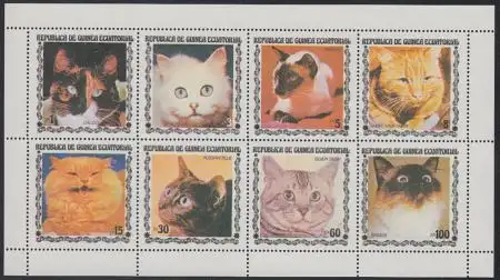 Äquatorialguinea Mi.Nr. Klbg.1403-10 Katzen gez. (Phantasiemarken ?) 