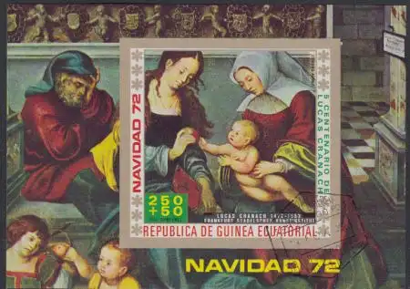 Äquatorialguinea Mi.Nr. Block 43 Weihnachten 1972, Madonnengemälde L. Cranach 