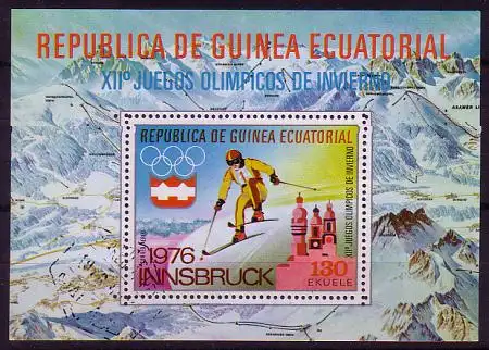 Äquatorialguinea Mi.Nr. Block 159 Olympische Spiele Innsbruck, Skiläufer