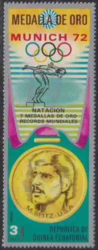 Äquatorialguinea Mi.Nr. 165 Olympia 1972, Goldmedaille Schwimmen Spitz (3)