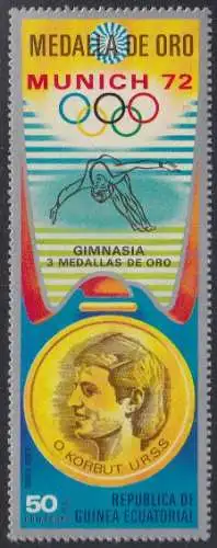 Äquatorialguinea Mi.Nr. 169 Olympia 1972, Goldmedaille Turnen Korbut (50)