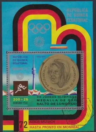 Äquatorialguinea Mi.Nr. Block 40 Olympia 1972 München, Medaillengew. Rosendahl 