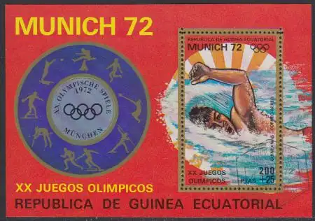 Äquatorialguinea Mi.Nr. Block 17 Olympia 1972 München, Schwimmen Freistil 