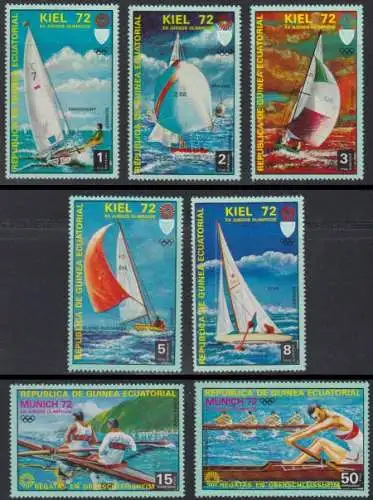 Äquatorialguinea Mi.Nr. 98-104 Olympia 1972 München, Segeln + Rudern (7 Werte)