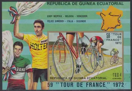 Äquatorialguinea Mi.Nr. Block 73 Tour de France 1972, Sieger Eddy Merckx 