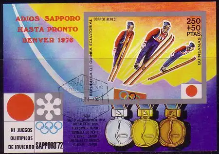 Äquatorialguinea Mi.Nr. Block 12 Olympia 1972 Sapporo, Medaillengew. Skispringen