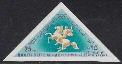 Aden Qu'aiti State Mi.Nr. 210B Olympia 1968 Mexiko, Skulptur Reiter (25)