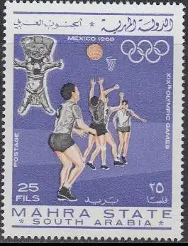 Aden Mahra State Mi.Nr. 26A Olympia 1968 Mexiko, Basketball, gez. (25)