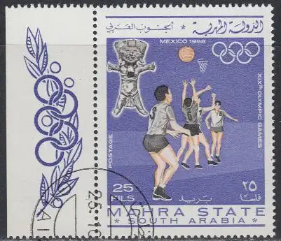 Aden Mahra State Mi.Nr. 26A Olympia 1968 Mexiko, Basketball, gez. (25)