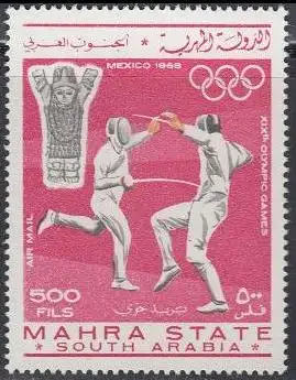 Aden Mahra State Mi.Nr. 29A Olympia 1968 Mexiko, Fechten, gez. (500)