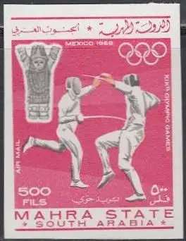 Aden Mahra State Mi.Nr. 29B Olympia 1968 Mexiko, Fechten, ungez. (500)