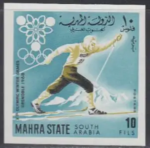 Aden Mahra State Mi.Nr. 39B Olympia 1968 Grenoble, Skilanglauf, ungez. (10)