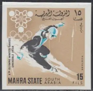 Aden Mahra State Mi.Nr. 40B Olympia 1968 Grenoble, Slalom, ungez. (15)