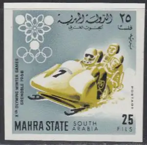 Aden Mahra State Mi.Nr. 41B Olympia 1968 Grenoble, Viererbob, ungez. (25)