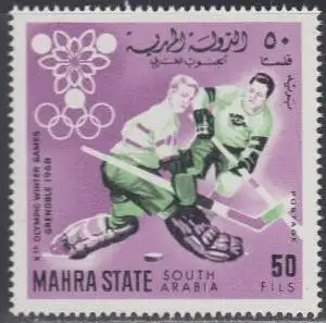 Aden Mahra State Mi.Nr. 42A Olympia 1968 Grenoble, Eishockey, gez. (50)