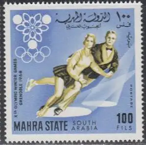 Aden Mahra State Mi.Nr. 44A Olympia 1968 Grenoble, Eistanz, gez. (100)