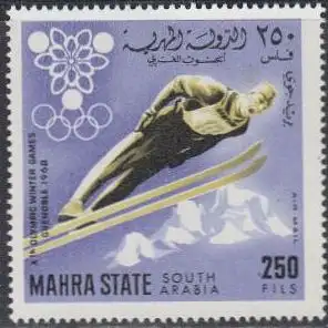 Aden Mahra State Mi.Nr. 46A Olympia 1968 Grenoble, Skispringen, gez. (250)