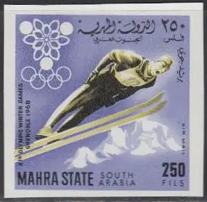 Aden Mahra State Mi.Nr. 46B Olympia 1968 Grenoble, Skispringen, ungez. (250)