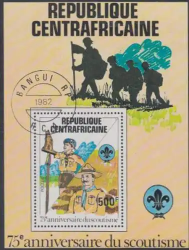 Zentralafrikan.Rep. Mi.Nr. Block 163 75Jahre Pfadfinderbewegung 