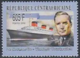 Zentralafrikan.Rep. Mi.Nr. 2890A Yourkevitch, Passagierschiff Normandie (605)