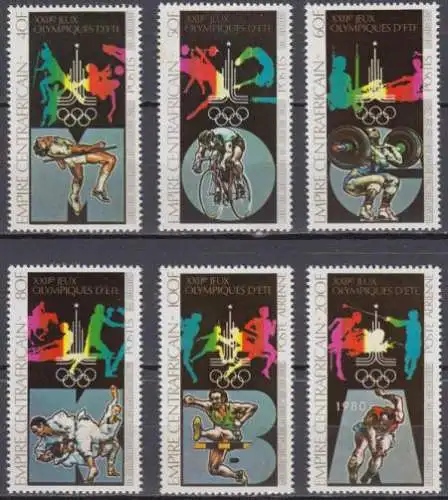 Zentralafrikan.Rep. Mi.Nr. 615-20A Olympische Sommerspiele Moskau 1980 (6 Werte)