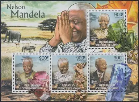 Zentralafrikan.Rep. Mi.Nr. Klbg.3737-40 Nelson Mandela, Mineralien