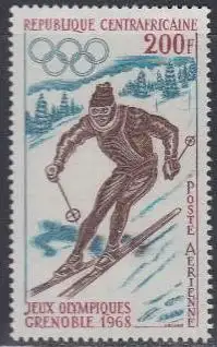 Zentralafrikan.Rep. Mi.Nr. 158 Olympia 1968 Grenoble, Ski-Abfahrtslauf (200)