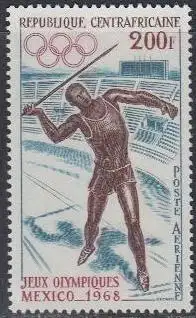 Zentralafrikan.Rep. Mi.Nr. 159 Olympia 1968 Mexiko, Speerwerfen (200)