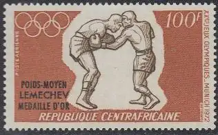 Zentralafrikan.Rep. Mi.Nr. 289 Olympia 1972 München, Boxen, Gold Lemechev (100)