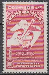 Venezuela Mi.Nr. 561 75Jahre Weltpostverein, Globus, Flugzeug (90)