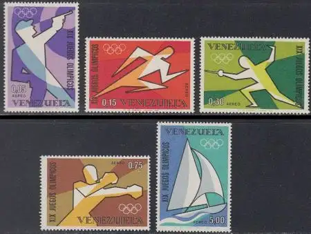 Venezuela Mi.Nr. 1747-51 Olympia 1968 Mexiko (5 Werte)